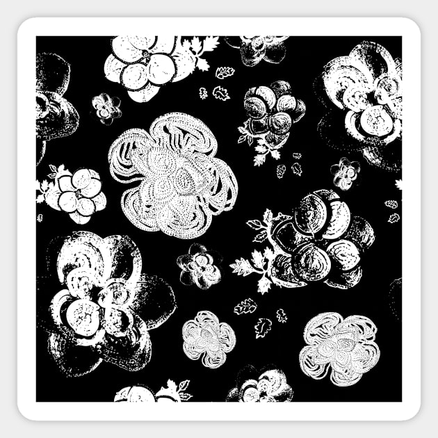 Black and white beaded floral print Sticker by annaleebeer